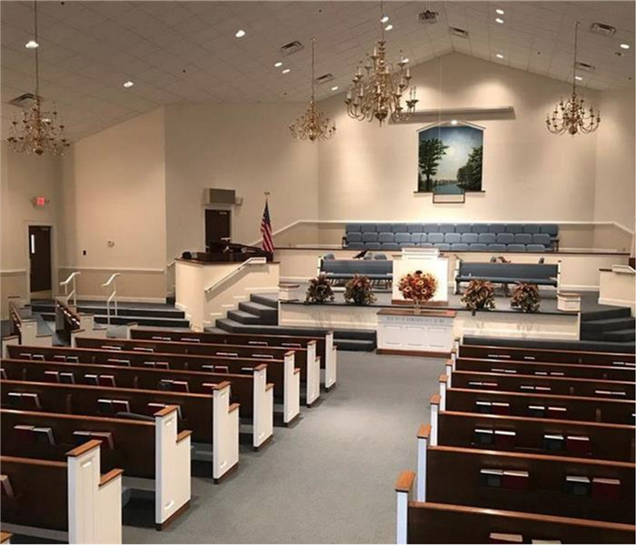 A full view of the Sanctuary with dry and clean carpet