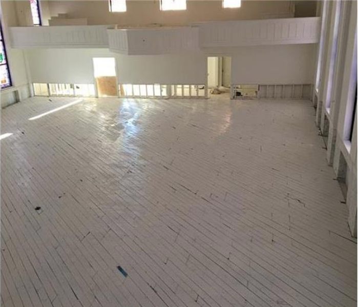 Clean white painted wood floors 