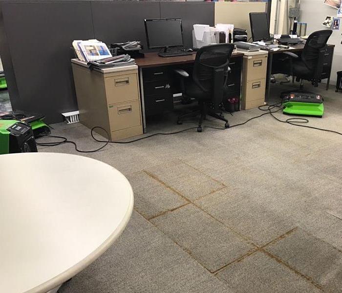 SERVPRO green drying equipment in office space